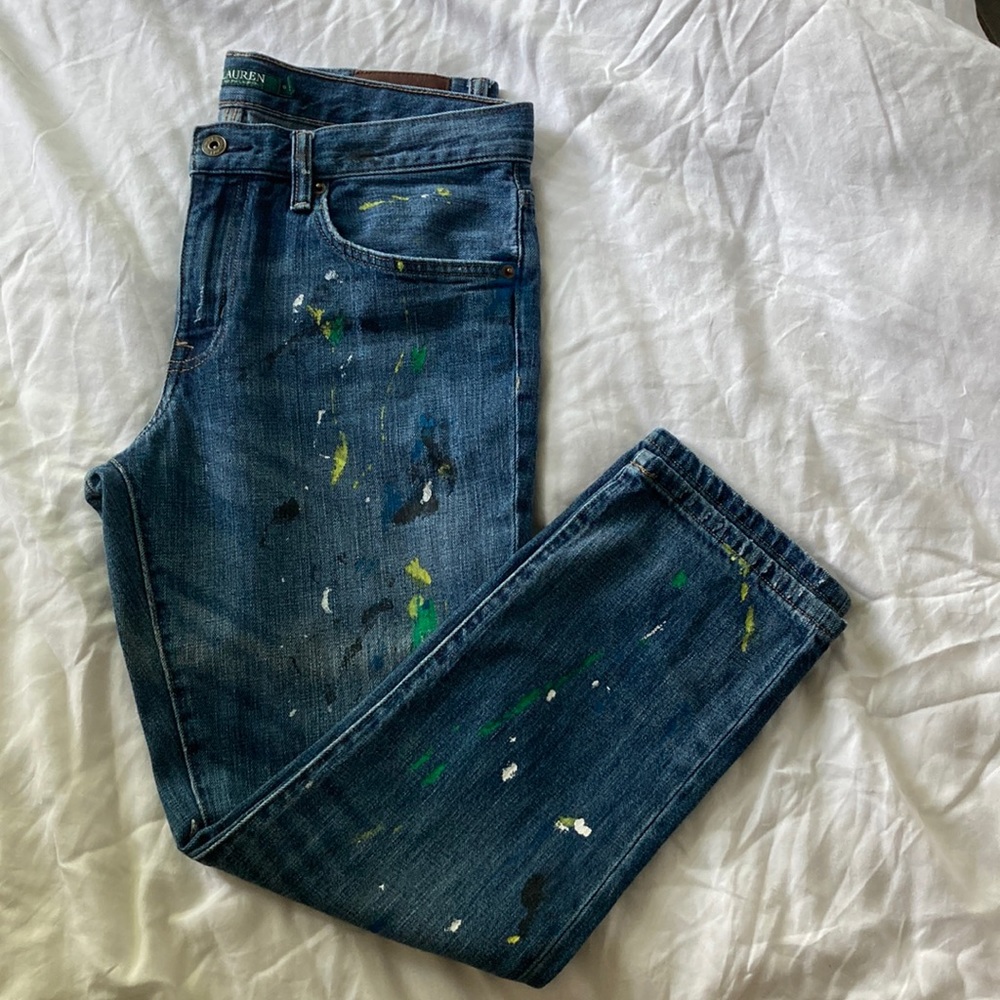 Ralph Lauren Girlfriend Jean Paint Splatters 100% Cotton